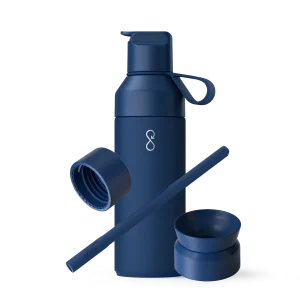 3-in-1 Bundle - Gift Box_Ocean Bottle 1.5L in Ocean Blue with lid, straw, and cup accessories.