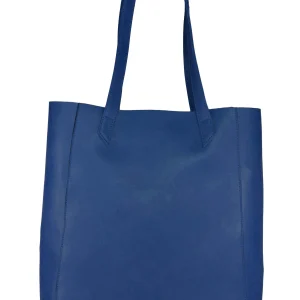 Lightweight vegan tote bag in navy blue with long shoulder straps, designed to carry daily essentials.