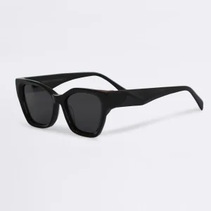 Sunglasses Women EYE 11 black structured cat eye frame with dark polarized lenses