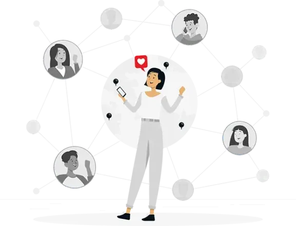 A woman showing communication process with USIMS