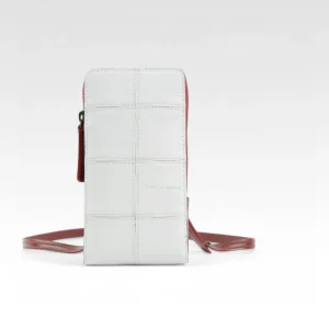 Crossbody Pouch Leather And Fire Hose Matt White Front View