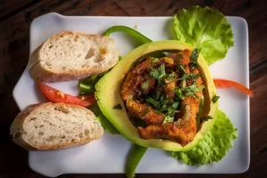 Avocado Calamari food at Footsteps Eco Lodge Gambia