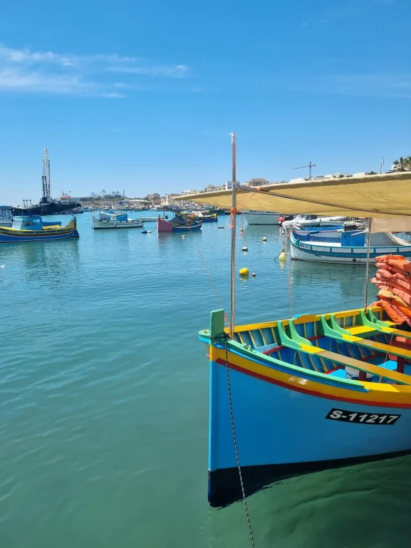 The boats in the fishing harbour in Marsaxlokk