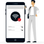 eSIM for Europe_a man with a phoneshowing global connectivity