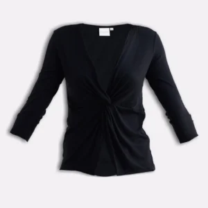 Twist Front Knit Shirt - black