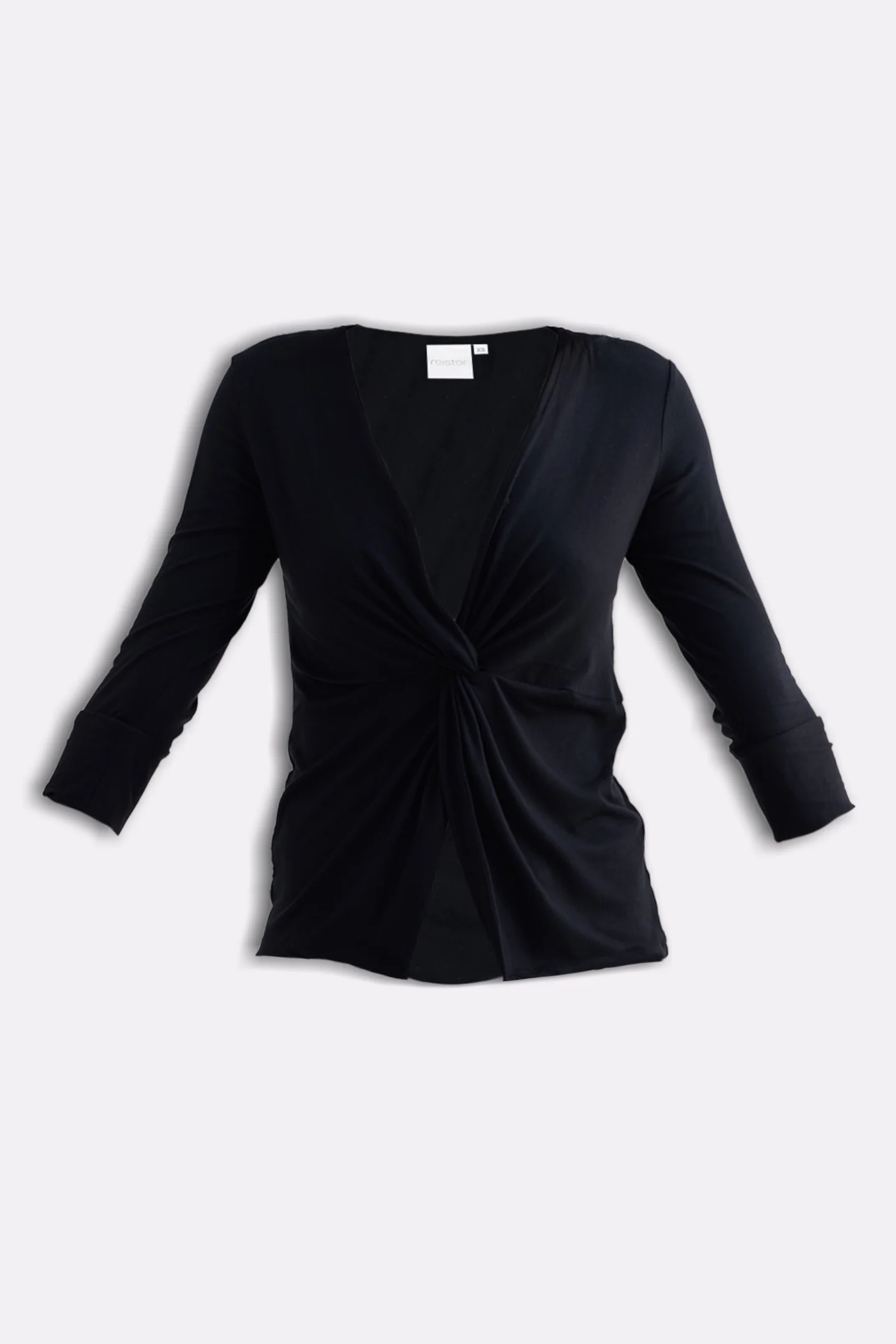 Twist Front Knit Shirt - black